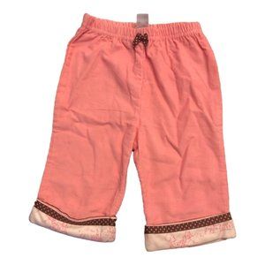 Hartstrings Pink Corduroy Toile Cuff Pants Sz 3-6 mo NWT